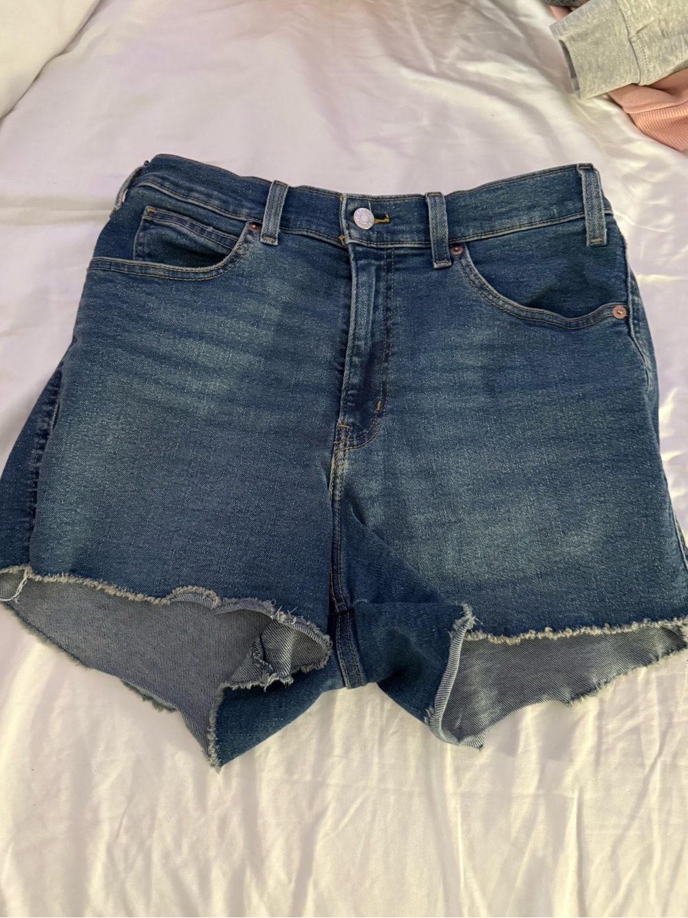 Levi Strauss Dark Blue Denim Cutoff Shorts - flattering fit